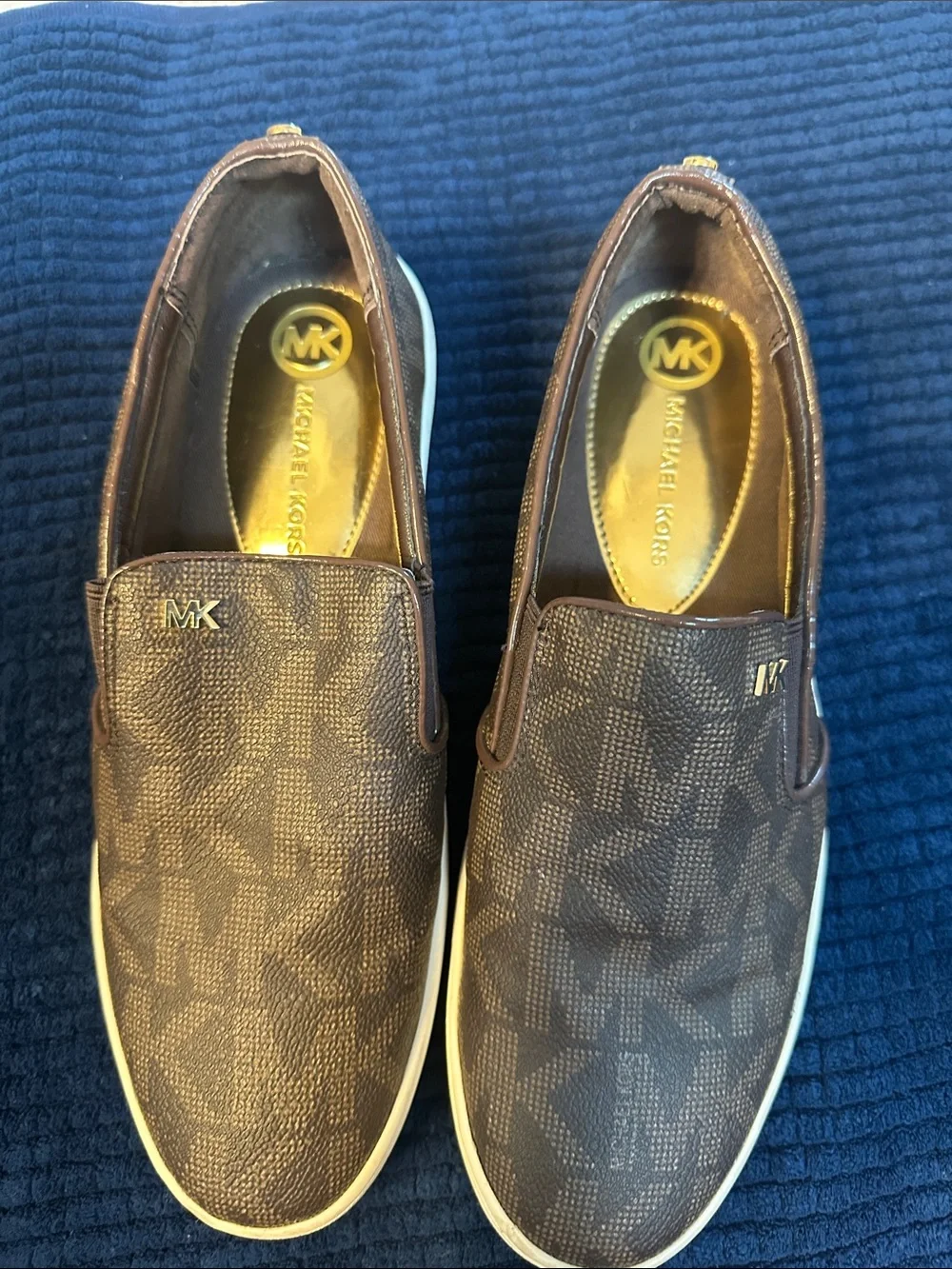Michael Kors Brown MK Monogram Slip-On Loafers